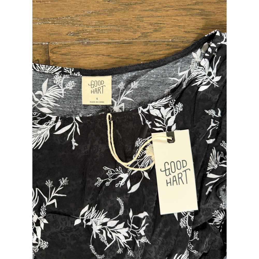 NWT Good Hart Boho Floral Ruffle Mini Dress Small - Picture 2 of 6
